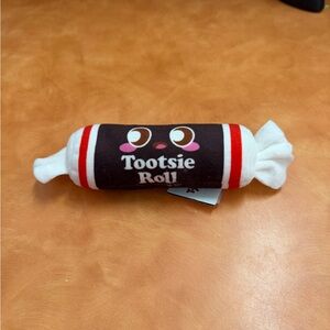 Tootsie Roll Dog Toy - Brown and White